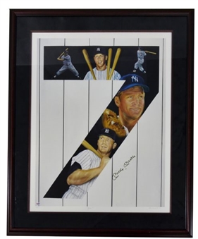Very Large Mickey Mantle Signed Framed Lithograph    
